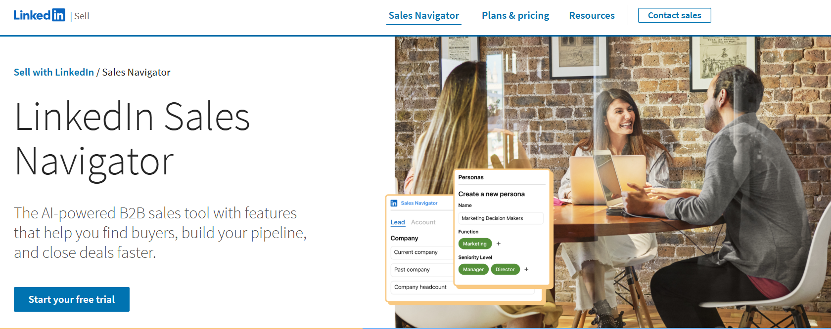 LinkedIn Sales Navigator web page 